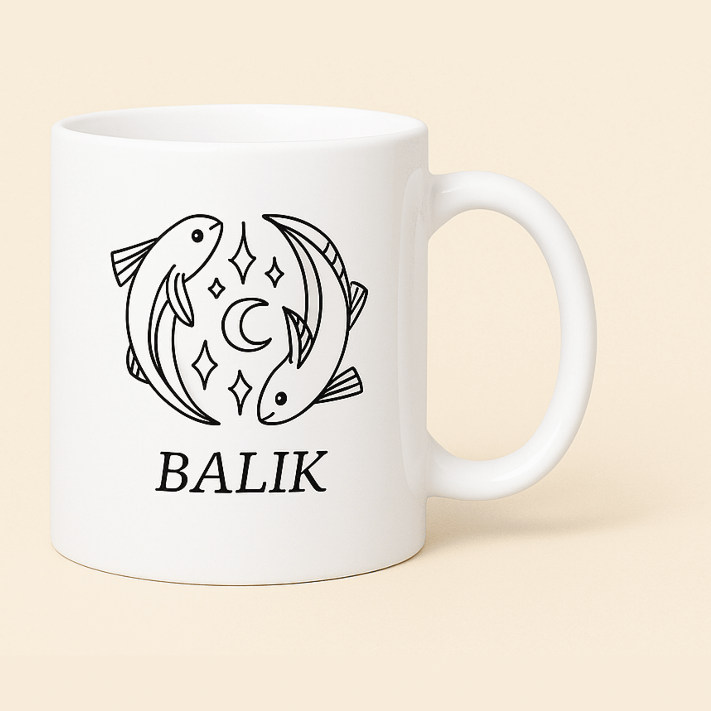 Balık Burcu Baskılı Porselen Kupa – 300ml
