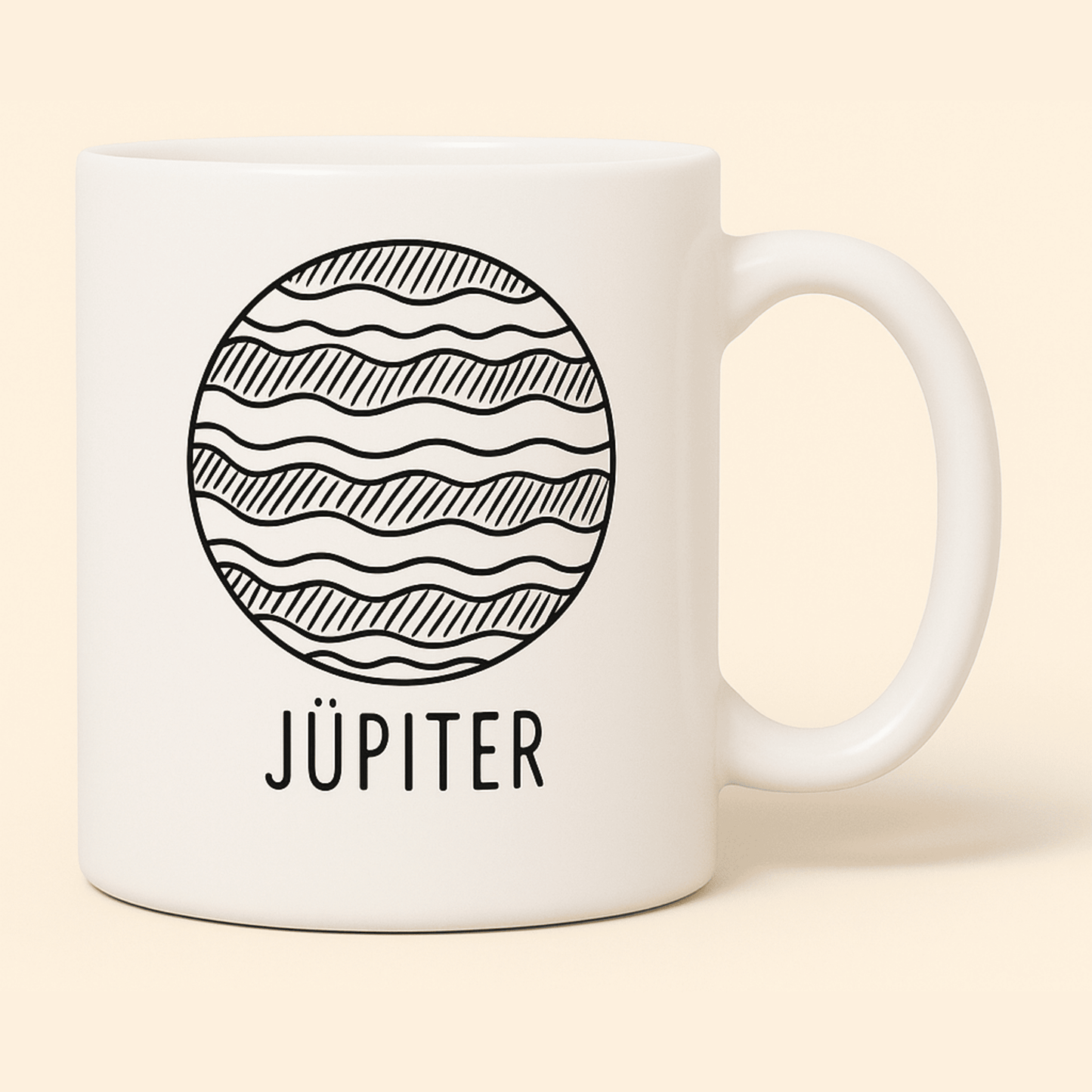 Jüpiter Gezegen Tasarımlı Porselen Kupa - 300ml
