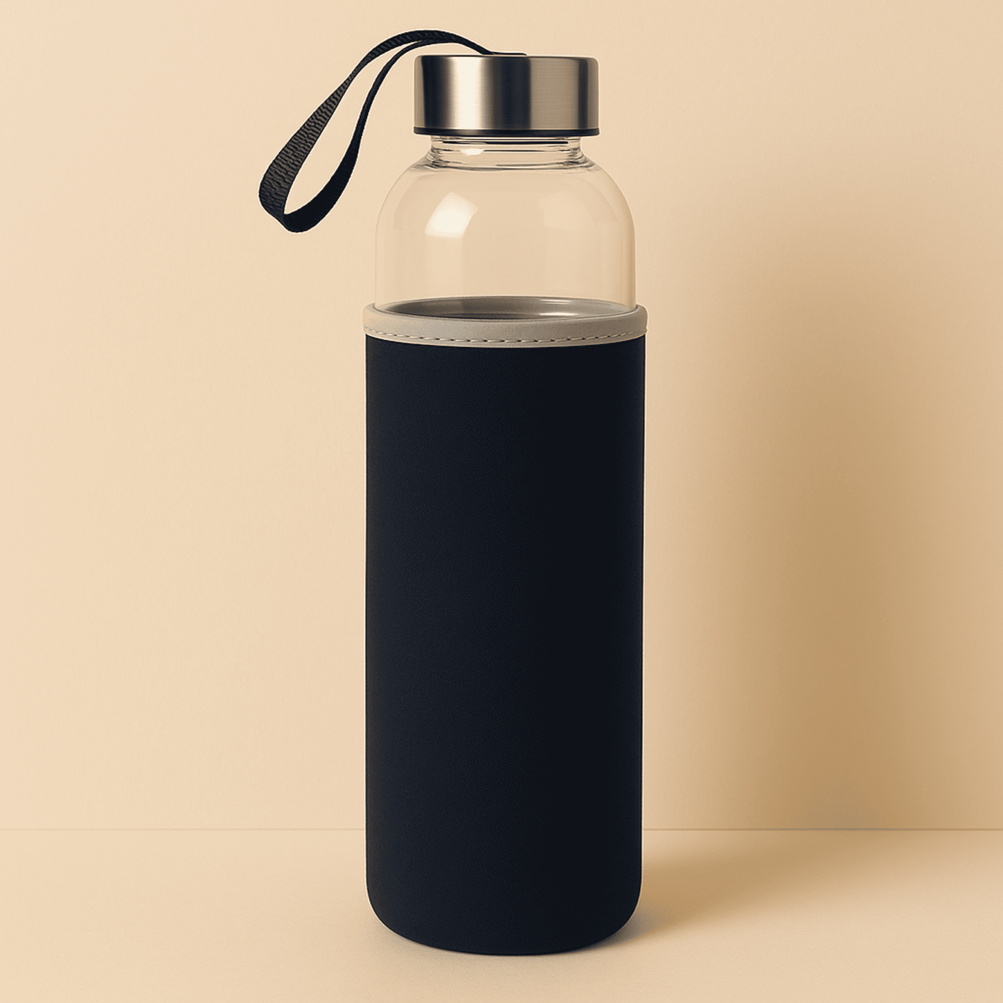Kılıflı Metal Kapaklı Cam Matara - 500 ml