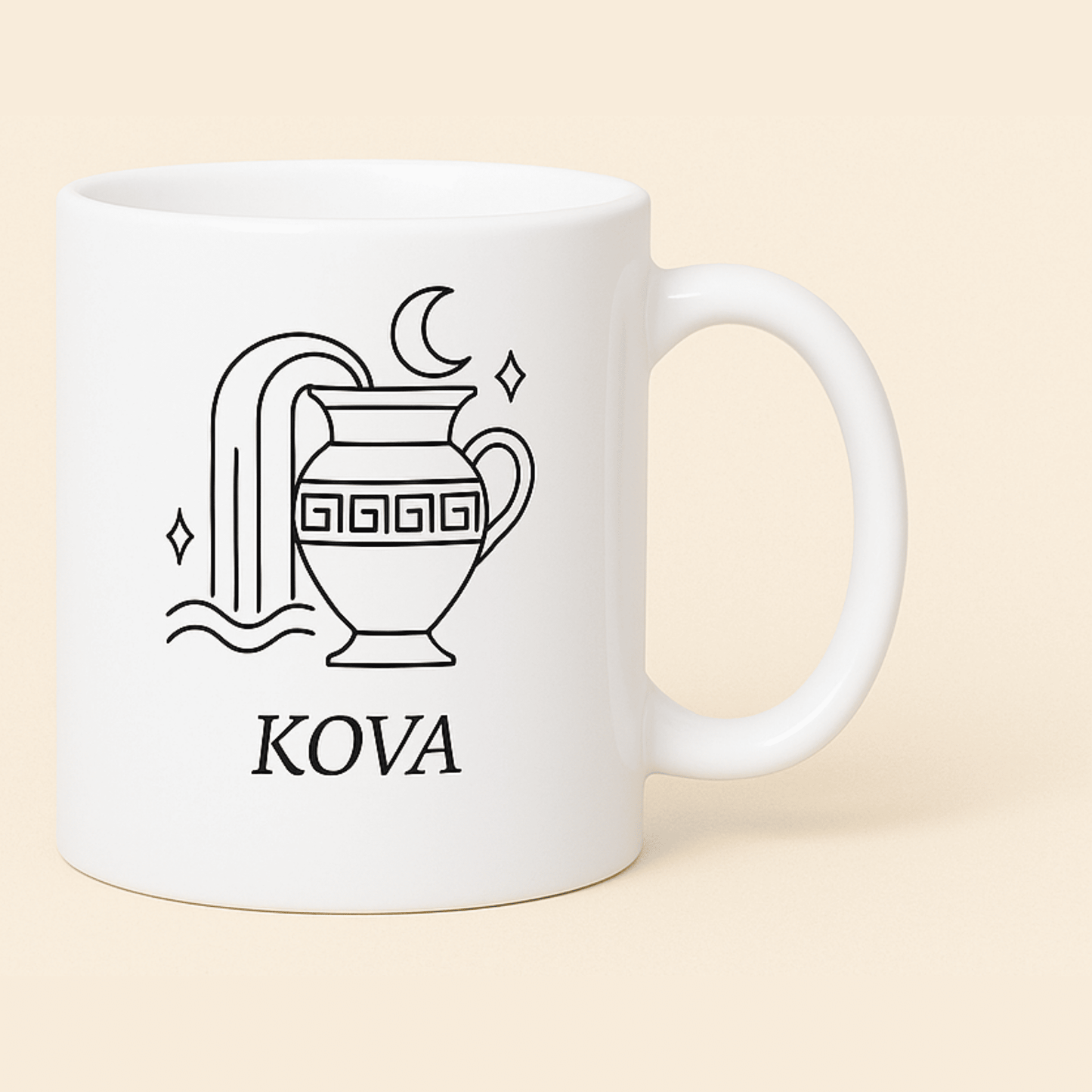 Kova Burcu Baskılı Porselen Kupa – 300ml