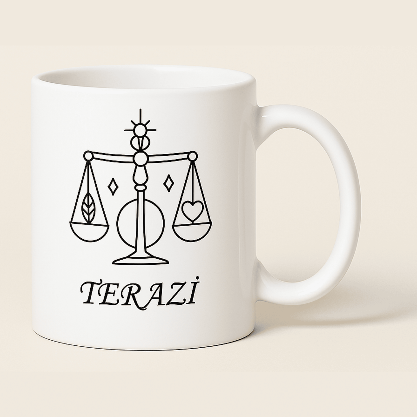 Terazi Burcu Baskılı Porselen Kupa – 300ml