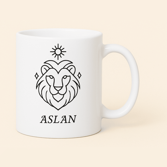 Aslan Burcu Baskılı Porselen Kupa – 300ml