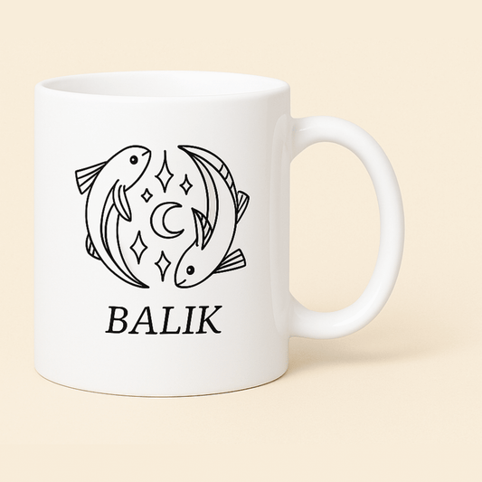 Balık Burcu Baskılı Porselen Kupa – 300ml
