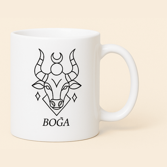 Boğa Burcu Baskılı Porselen Kupa – 300ml