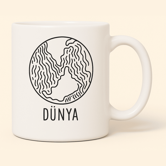 Dünya Gezegen Tasarımlı Porselen Kupa - 300ml