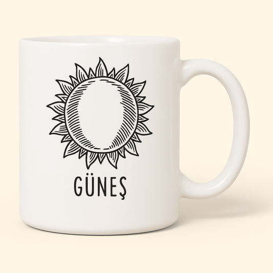 Güneş Gezegen Tasarımlı Porselen Kupa - 300ml