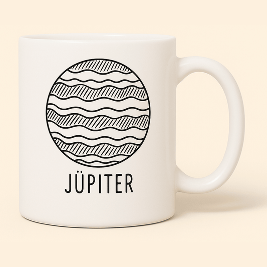 Jüpiter Gezegen Tasarımlı Porselen Kupa - 300ml