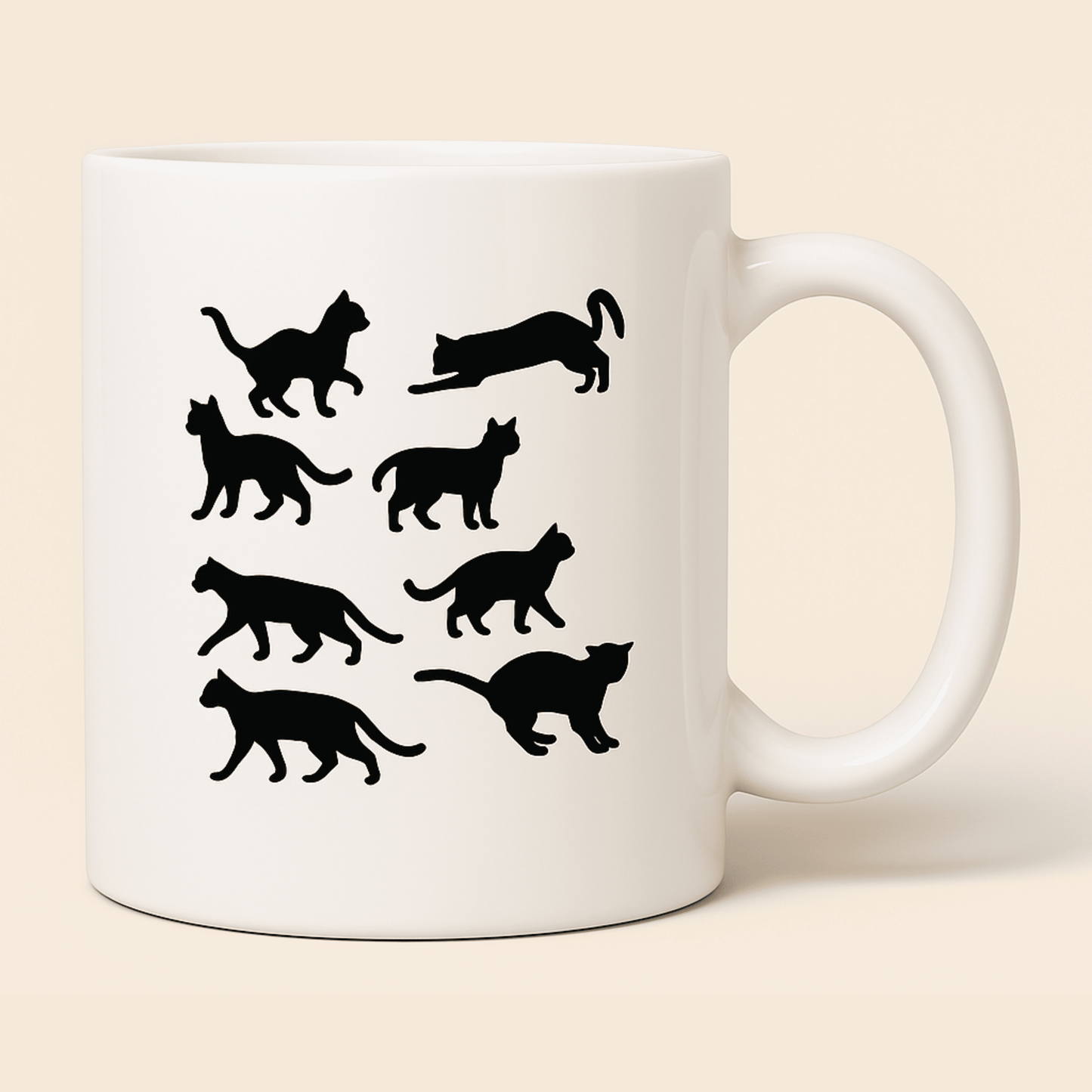 Kedi Tasarımlı Porselen Kupa – 300ml