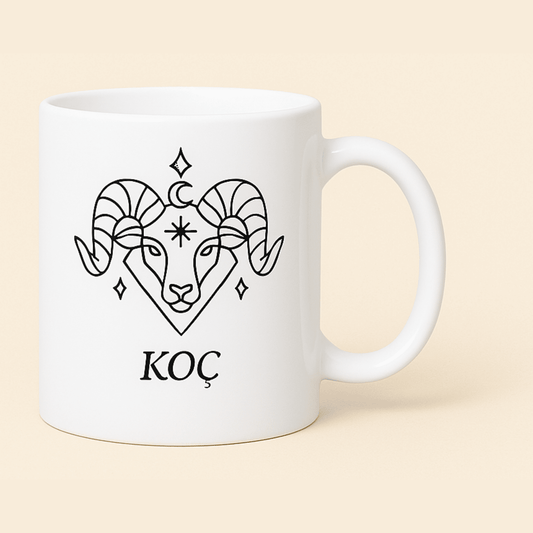 Koç Burcu Baskılı Porselen Kupa – 300ml