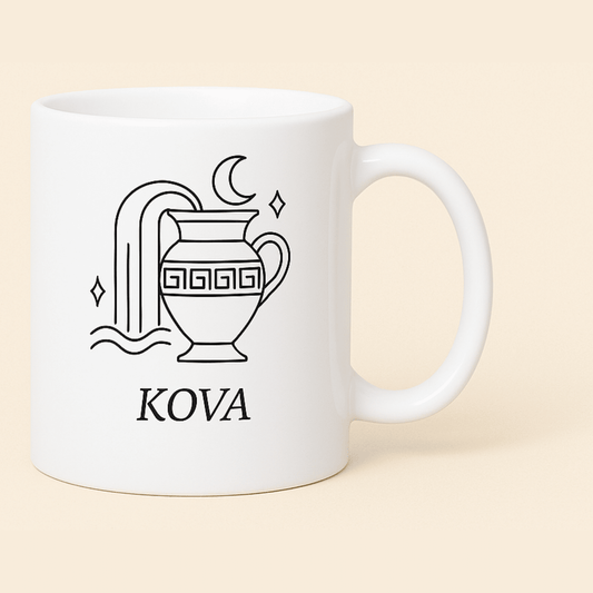 Kova Burcu Baskılı Porselen Kupa – 300ml