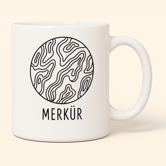 Merkür Gezegen Tasarımlı Porselen Kupa - 300ml