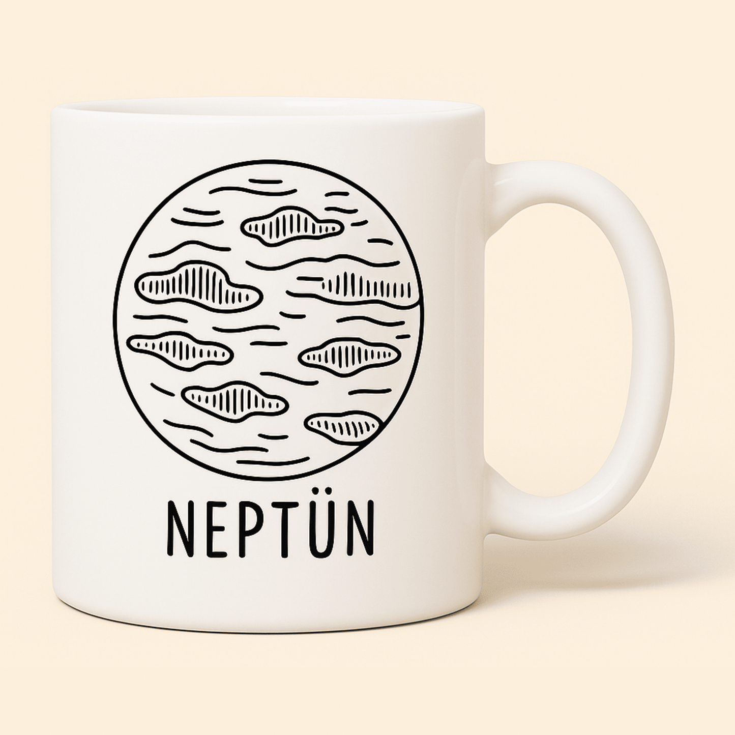 Neptün Gezegen Tasarımlı Porselen Kupa - 300ml