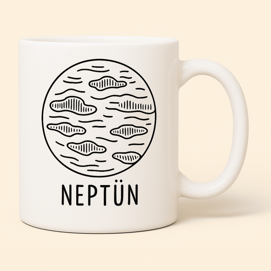 Neptün Gezegen Tasarımlı Porselen Kupa - 300ml