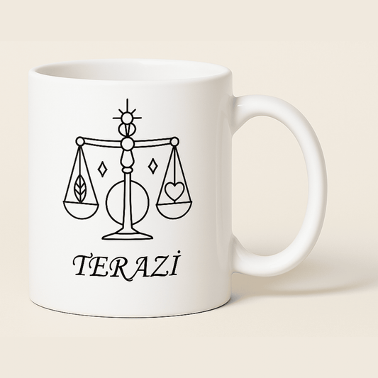 Terazi Burcu Baskılı Porselen Kupa – 300ml