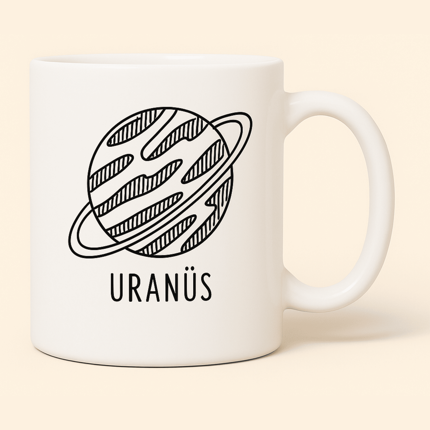 Uranüs Gezegen Tasarımlı Porselen Kupa - 300ml