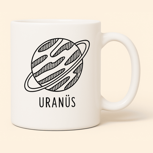 Uranüs Gezegen Tasarımlı Porselen Kupa - 300ml