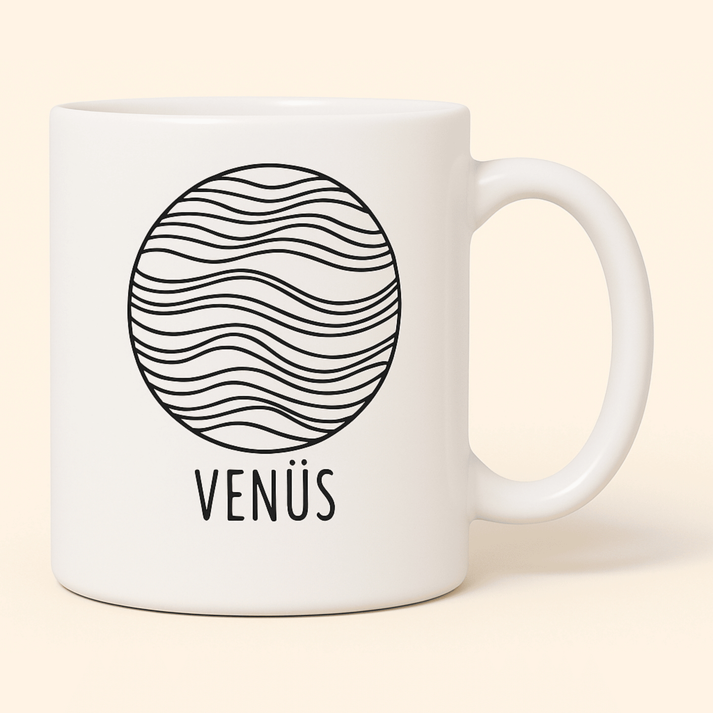 Venüs Gezegen Tasarımlı Porselen Kupa - 300ml