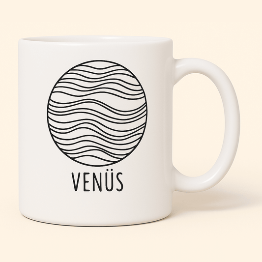 Venüs Gezegen Tasarımlı Porselen Kupa - 300ml